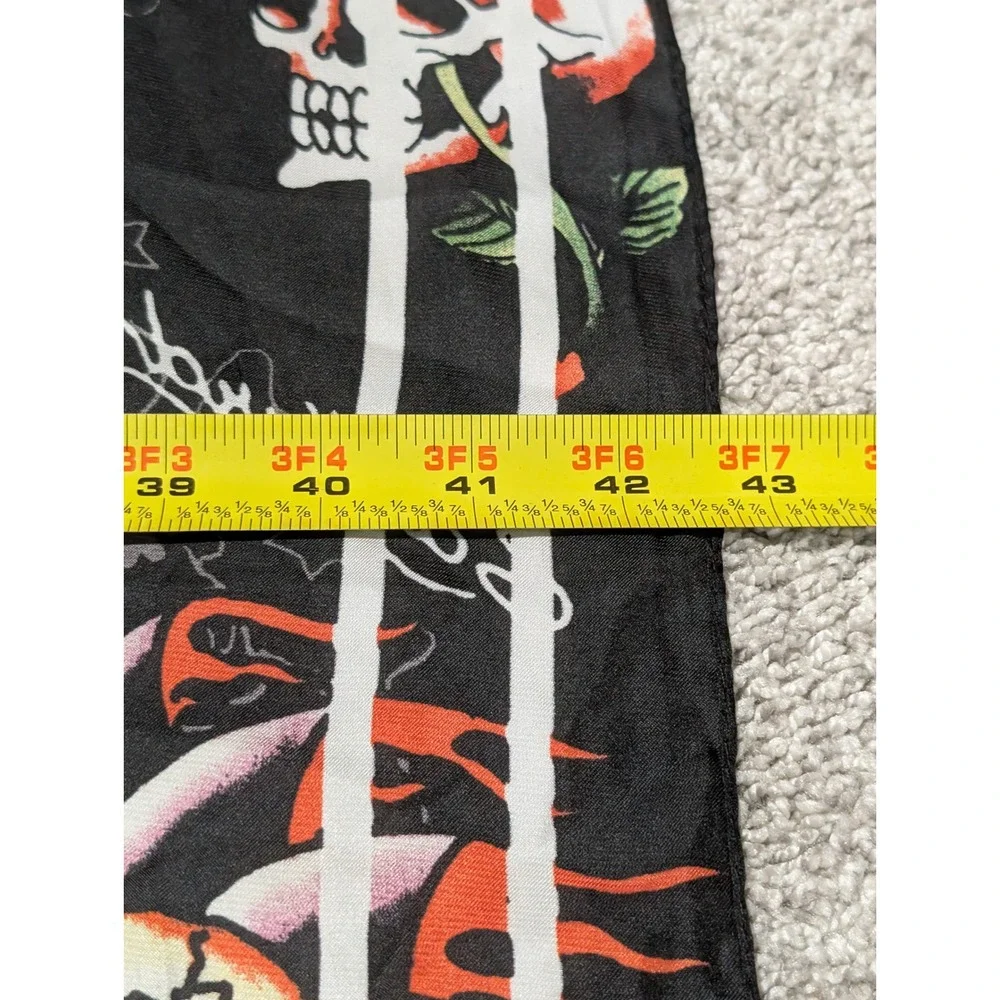 Ed Hardy Scarf Black Tattoo Print Skull Heart Love Kills Slowly Y2K Art